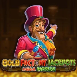 Gold Factory Jackpots Mega Moolah online game logo by Aurum Signature Studios on wazambalive.gr
